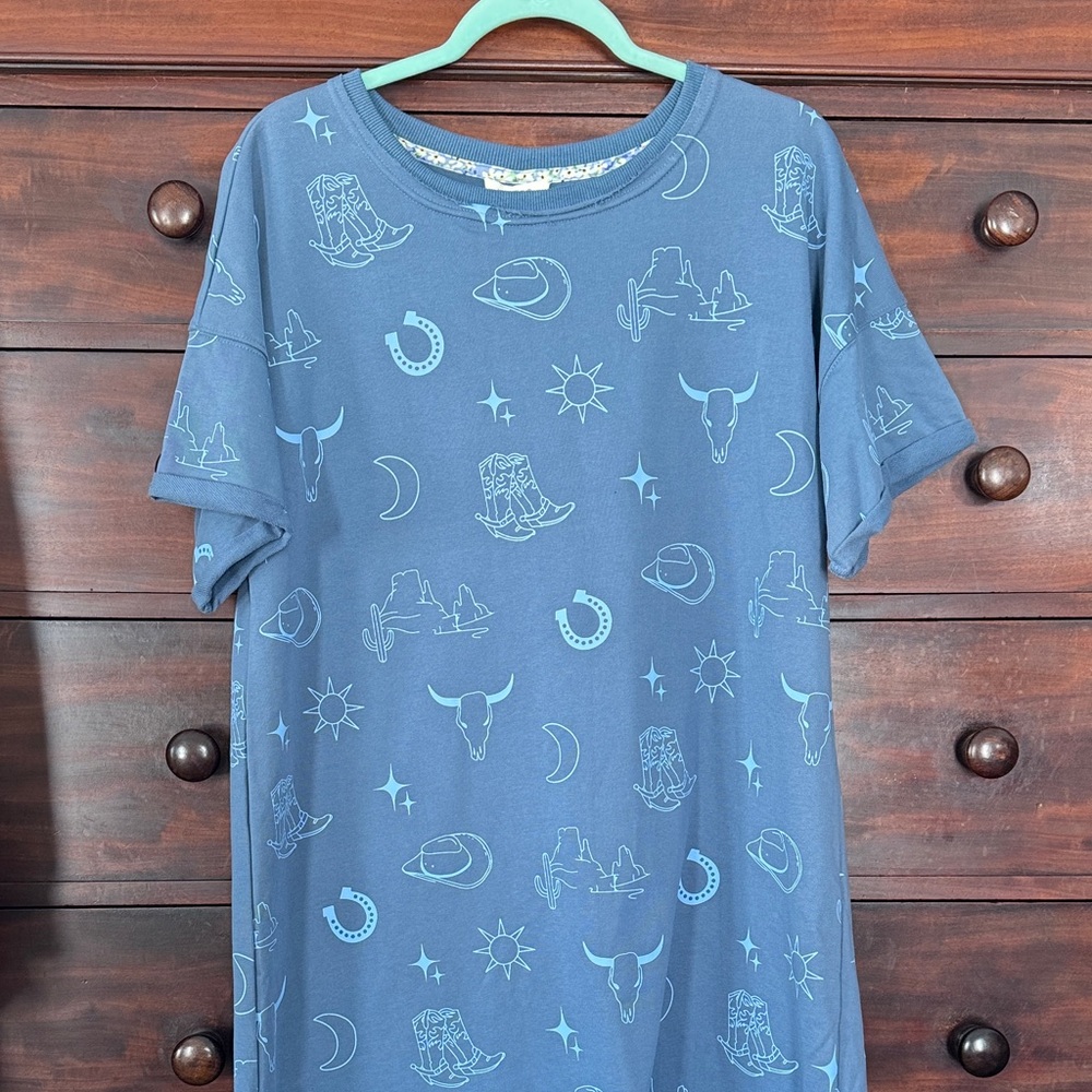 Umgee Blue Western Graphic Dress